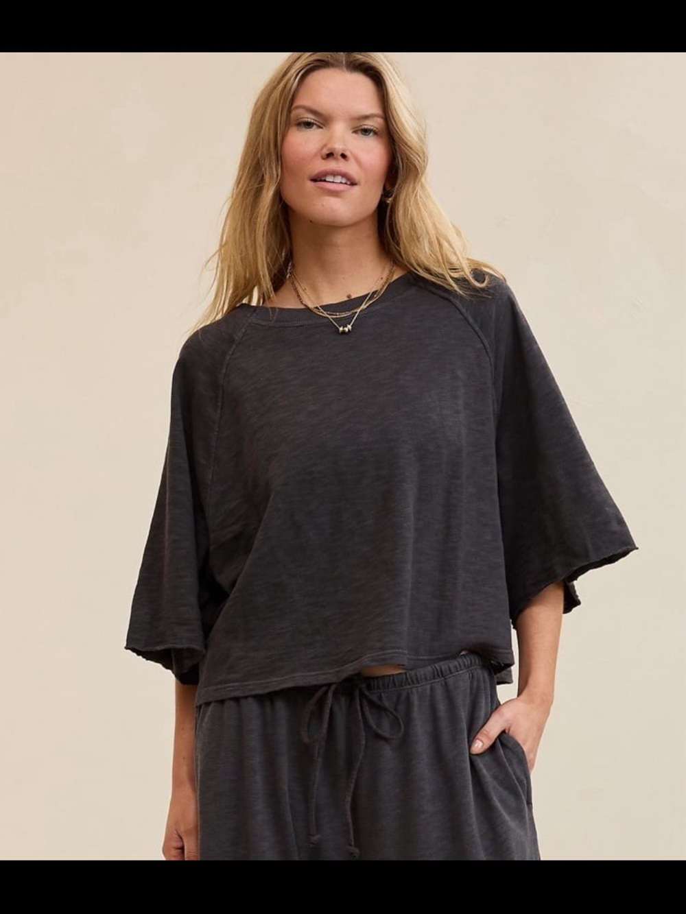 Aerie causal knit slub shirt and shorts